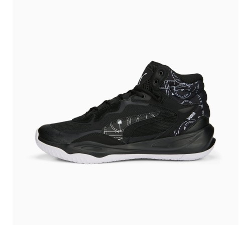 4s Puma 378326-01 Playmaker Pro Mid Courtside Basketball Shoes - black/white